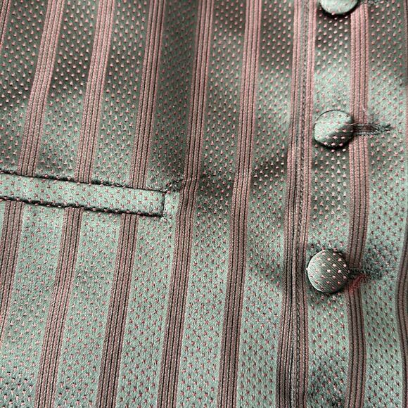 Tux vest maroon vertical stripes and tiny polka dots - small- med - Picture 1 of 4